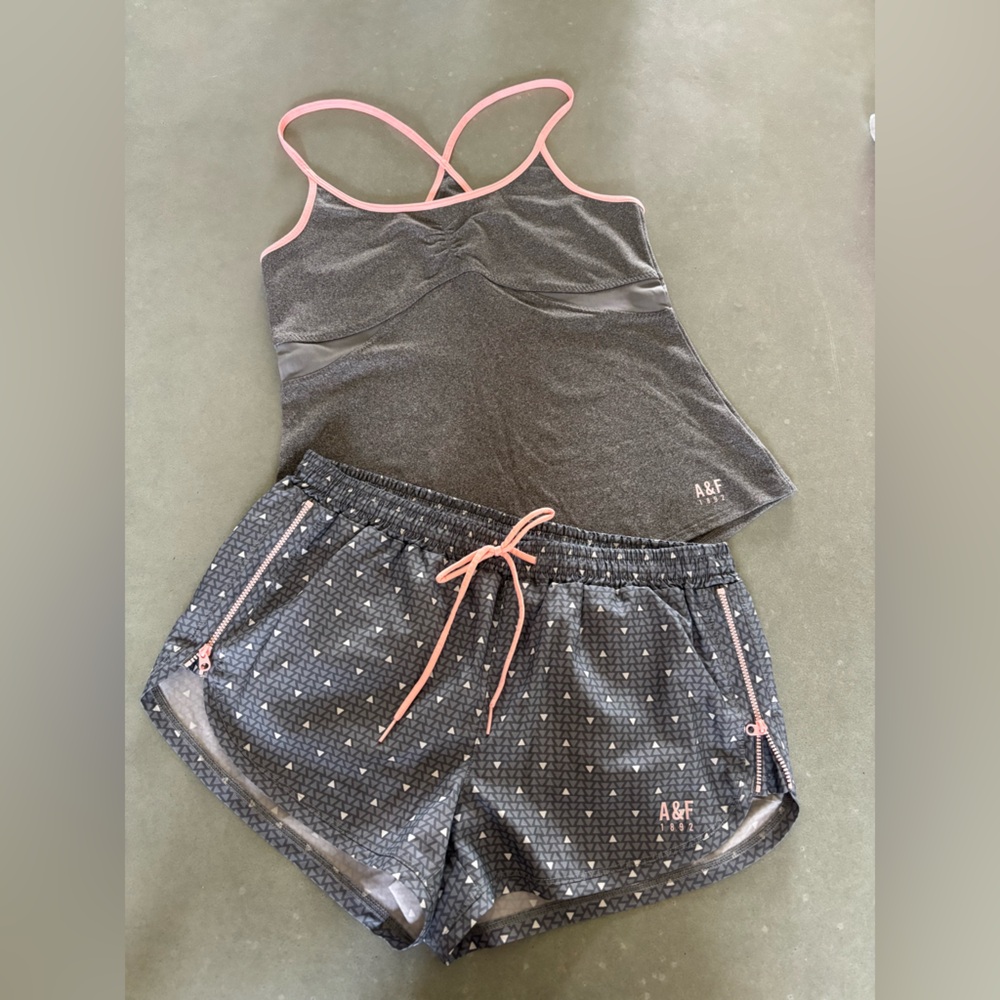 A&F Active Grey & Pink Matching Set